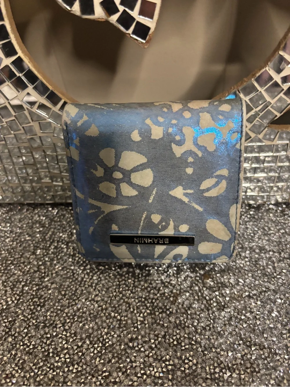 💕Brahmin‎ Blue Floral Leather Wallet